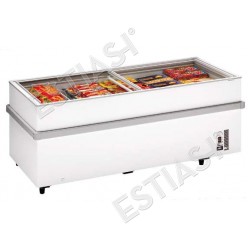 Chest freezer with sliding glass top