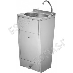 Stainless steel floor standing wash basin with foot valve and waste bin