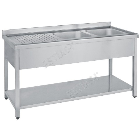 Sink unit open 140cm with 2 compartments in the right