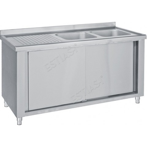 Sink unit closed 140cm with 2 compartments in the right