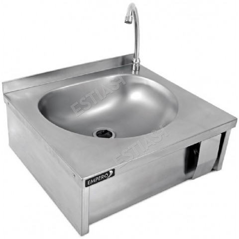Wall-mounted hand basin with knee button