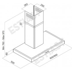 Stainless steel cooker hood 90cm