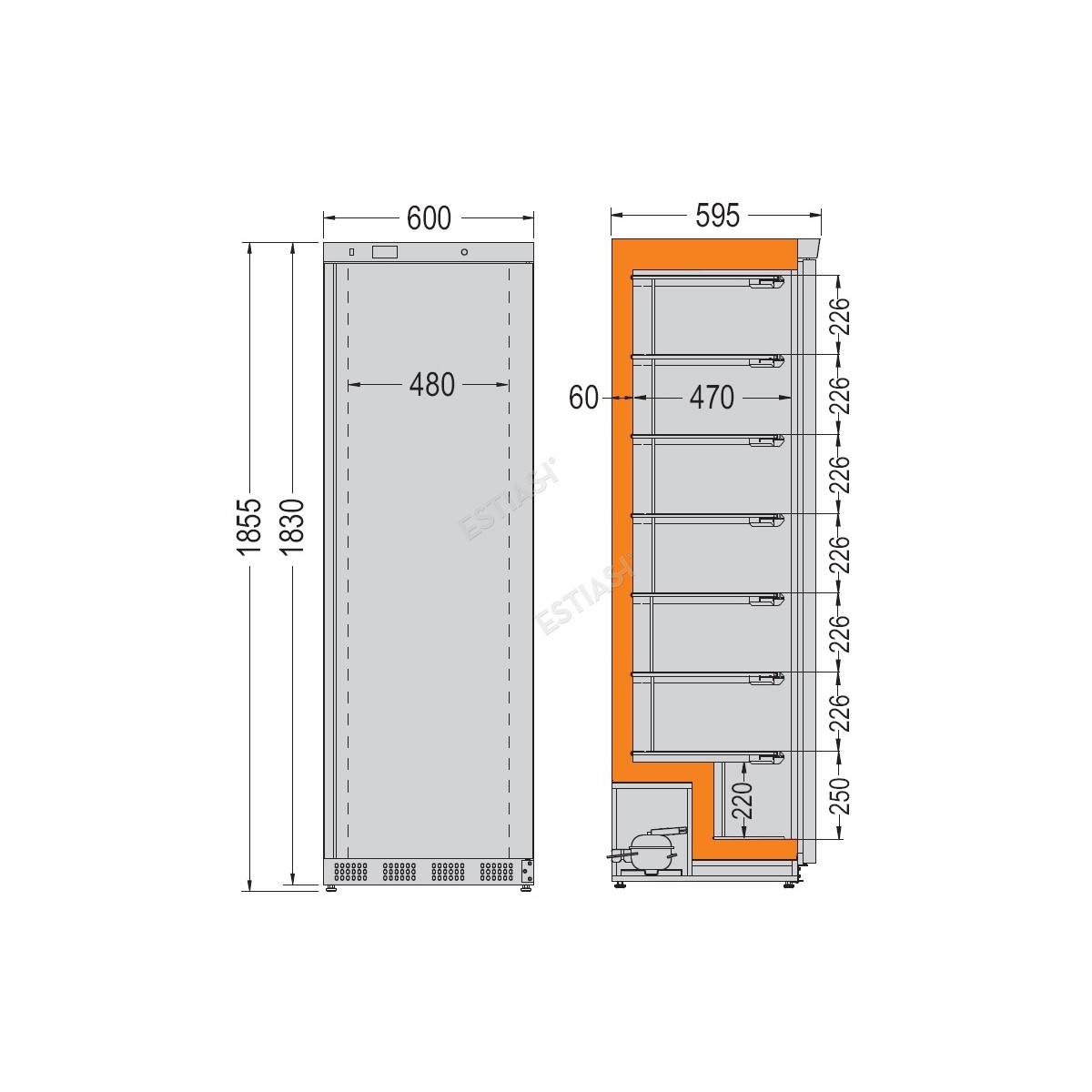 Κατάψυξη τυφλή inox στατικής ψύξης PL401 COLD MASTER