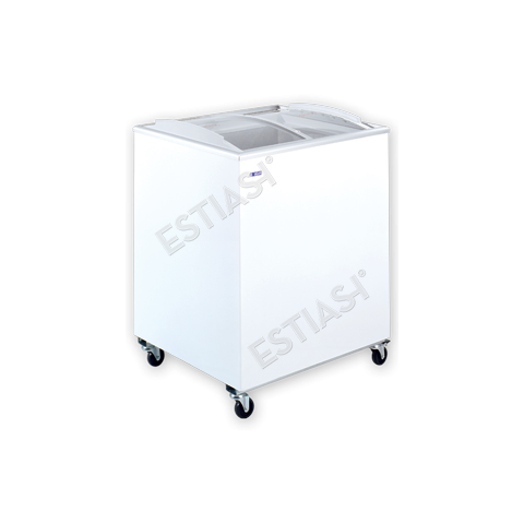 Chest freezer with curved sliding glass top 72cm