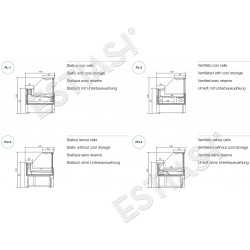 Static or refrigerated display with or without cooling storage