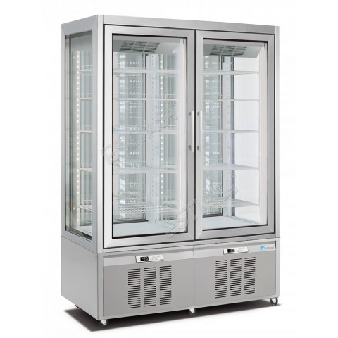 Refrigerated / freezer pastry display case +5 / -20 with 2 units and 4 glass sides LONGONI