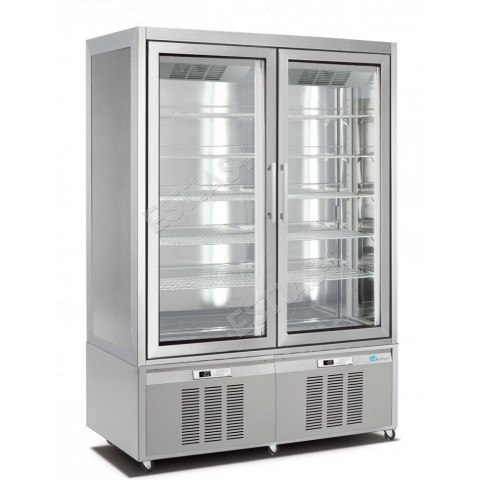 Double door refrigerated / freezer pastry display case +5 / -20 with 2 units LONGONI