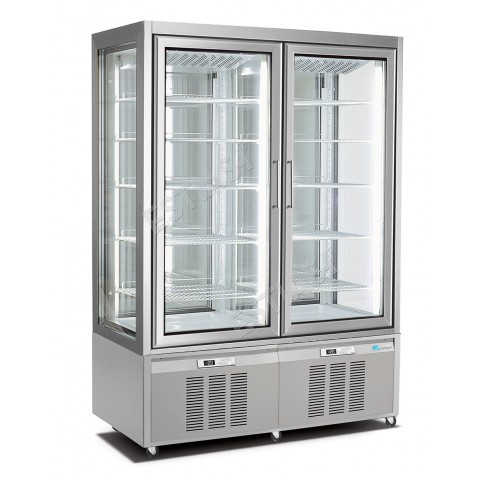 Ψυγείο βιτρίνα συντήρησης γλυκών -2 / +15 με 2 μηχανήματα και κρυστάλλινες πλευρές SOFT AIR LONGONI