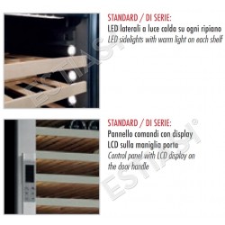 LCD display on the door handle & LED lighting in each shelf