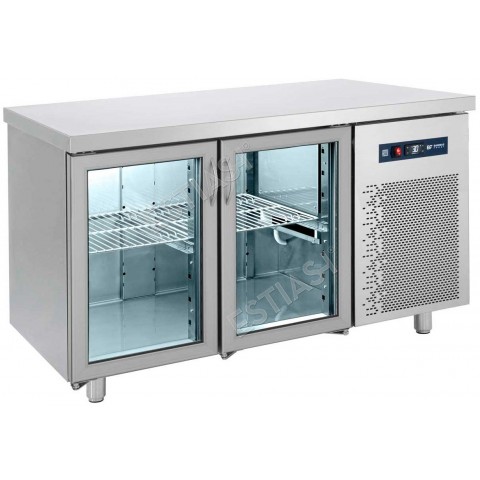 Undercounter refrigerator 139cm with 2 glass doors GN 1/1