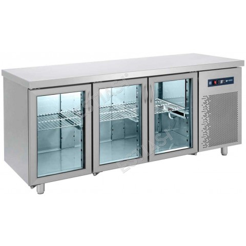 Refrigerated counter 183cm 3 glass doors GN 1/1