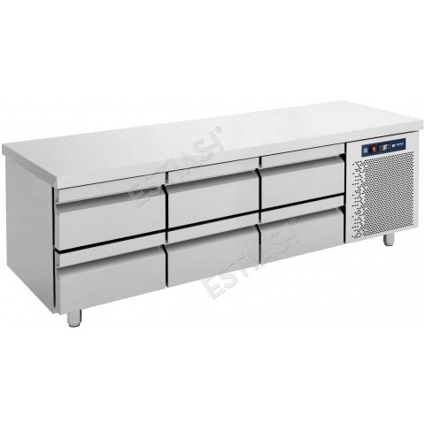 Undercounter chiller 185cm short with 6 drawers