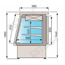 Vision counter case lift-up tempered double glass system VC2010 by INFRICO