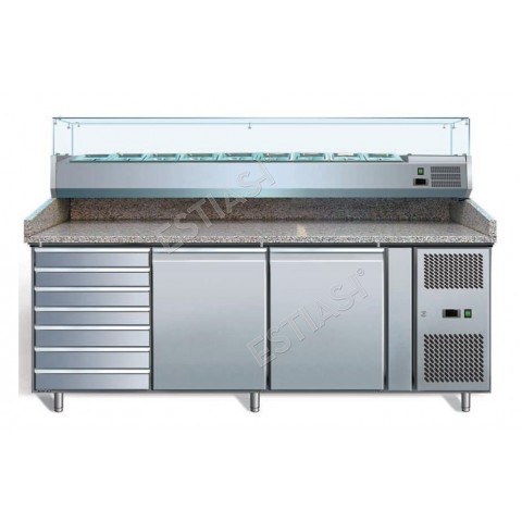 Refrigerated pizza counter 201cm with granite top