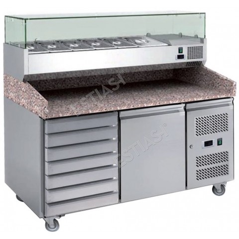 Refrigerated pizza counter 151cm with granite top
