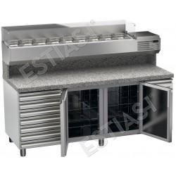 Refrigerated pizza counter 145x80cm for 60x40cm GINOX