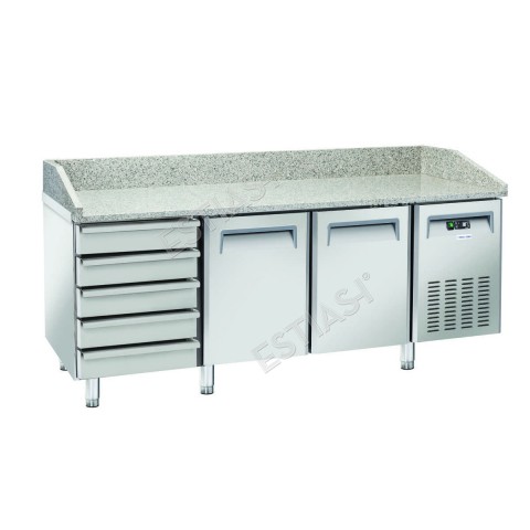 Granite top pizza refrigerated counter 202.5cm with drawers QZ26 COOL HEAD