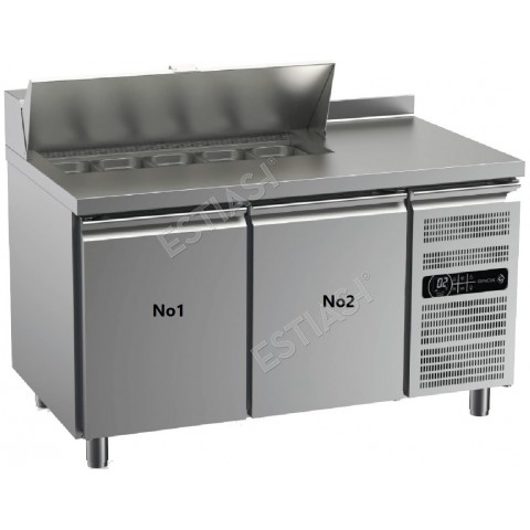 Refrigerated preparation counter 145x80cm for 60x40cm GINOX