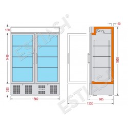 Upright double glass door display freezer TECFRIGO