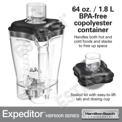 64-ounce break resistant polycarbonate container (1,8Lt)
