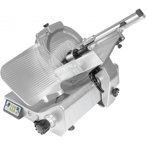 Gear driven meat slicer 33cm with cutting precision