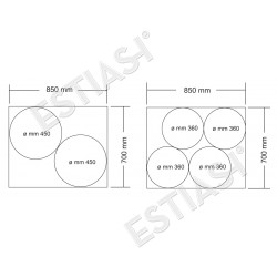 Capacity 2 pizza 45cm or 4 pizza 36cm each one