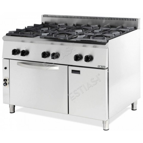 Commercial range with 6 burners and oven for 4 GN VIMITEX