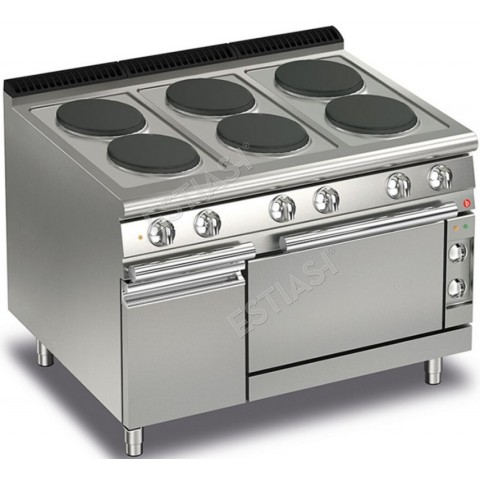 Επαγγελματική κουζίνα με 6 μαντεμένιες εστίες και ηλεκτρικό φούρνο QUEEN 7 Baron Q70PCF/E120