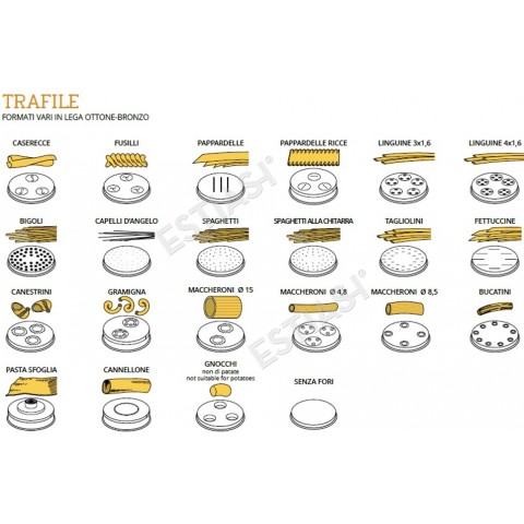 Καλούπια για μηχανές ζυμαρικών της FIMAR Καλούπια για μηχανές ζυμαρικών της FIMAR