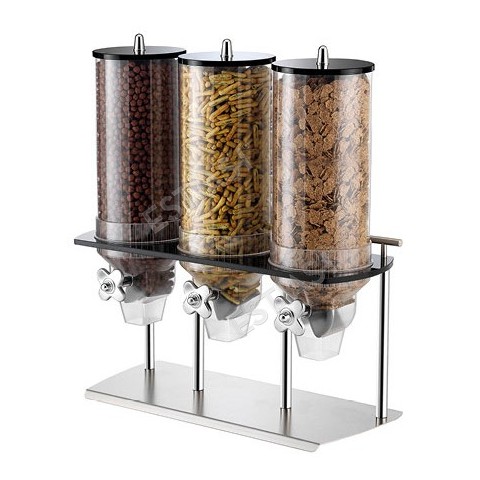 Cereals triple dispenser in inox stand