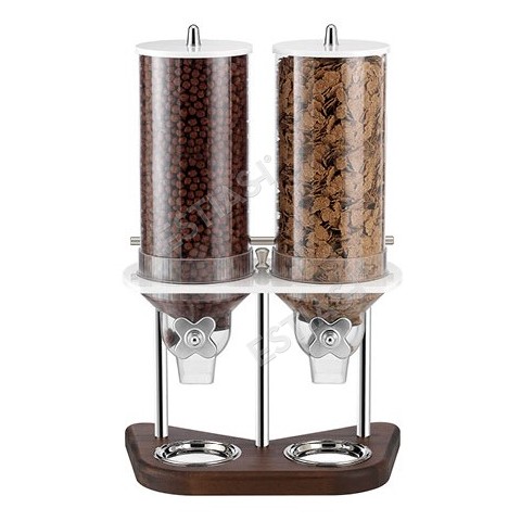 Cereals double dispenser in wooden stand