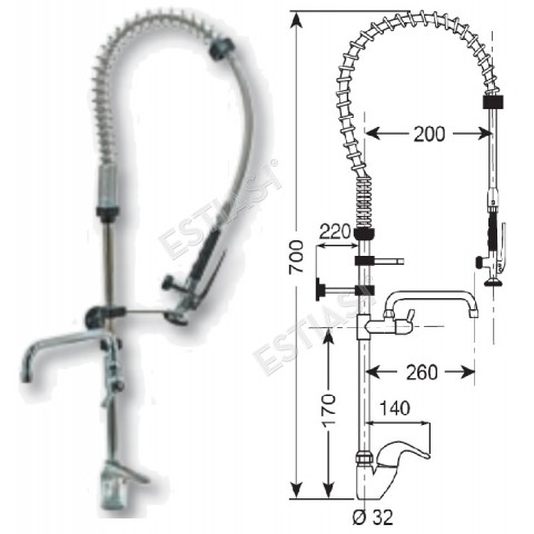 Pre-rinse unit with thermostatic mixer and tap FRIULANA