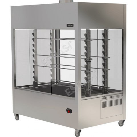 Commercial freestanding charcoal rotisserie with 8 spits