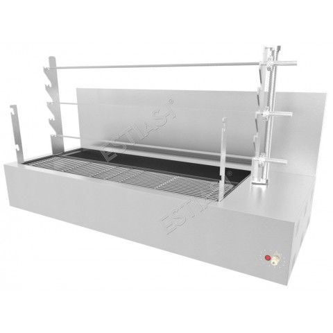 Commercial countertop charcoal rotisserie with 3 spits