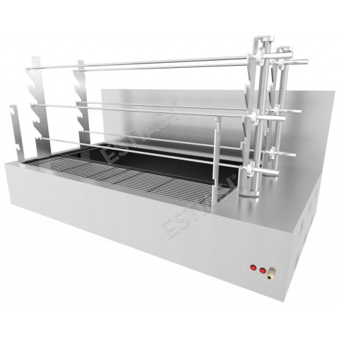 Commercial countertop charcoal rotisserie with 6 spits