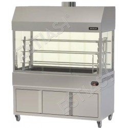 Commercial charcoal rotisserie with 9 spits & hood