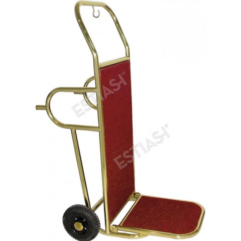 Brass plated steel luggage trolley