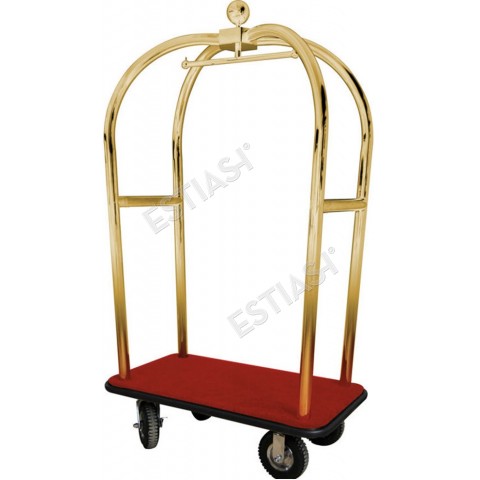 Brass plated steel luggage trolley