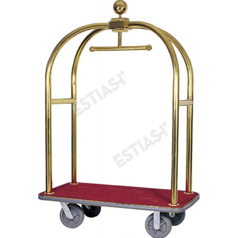 Brass plated steel luggage trolley