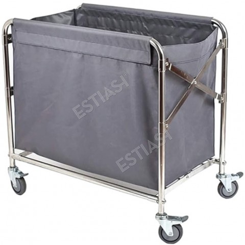 Stainless steel laundry cart with 1 bag