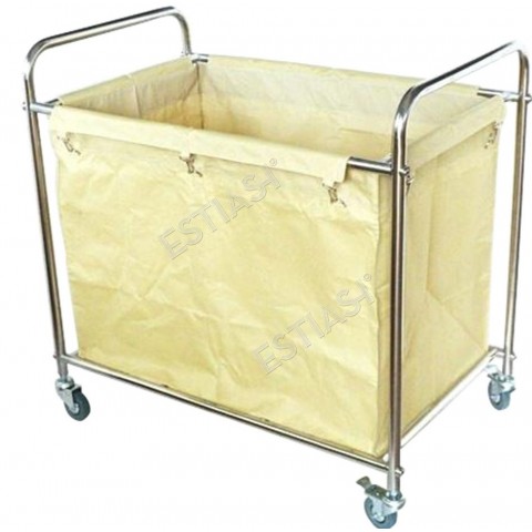 Stainless steel laundry cart with 1 bag