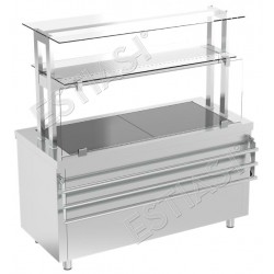 With full showcase vitrine and heated cabinet