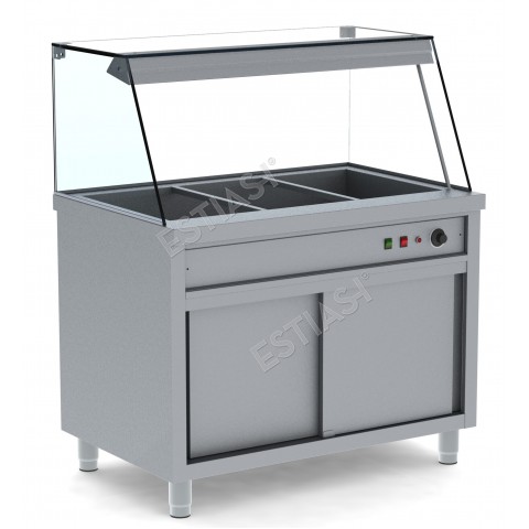 Bain marie with heated cabinet for 6 GN containers