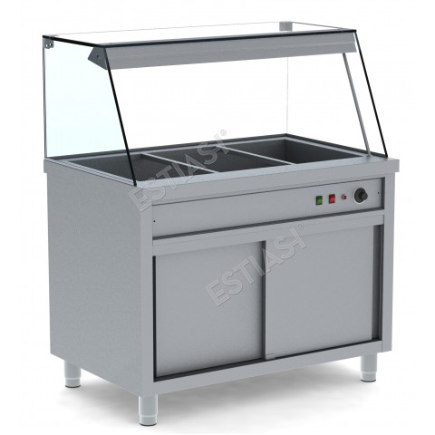 Bain marie with heated cabinet & showcase for 5 GN containers