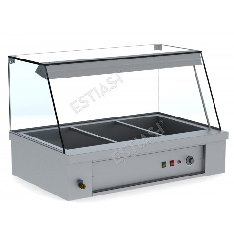 Bain marie with showcase for 6 GN containers