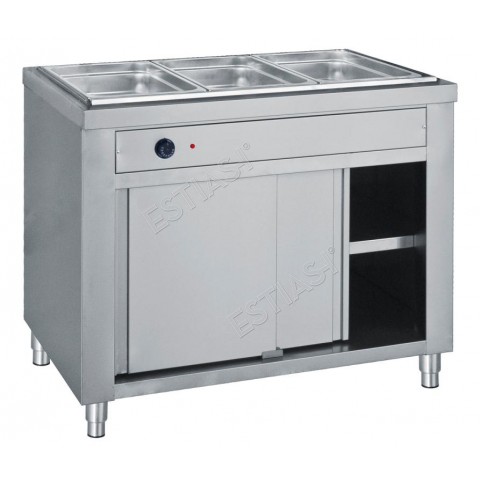 Bain marie with heated cabinet w/o showcase for 4 GN containers