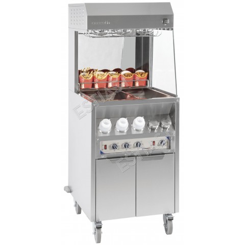 Fry holding station 60cm with storage cabinet and sause heater