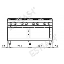 Commercial gas range with 8 burners &  2 gas ovens Baron Q70PCF/G1606