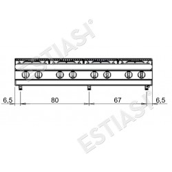 Gas cooktop with 8 burners Baron Q70PC/G1606