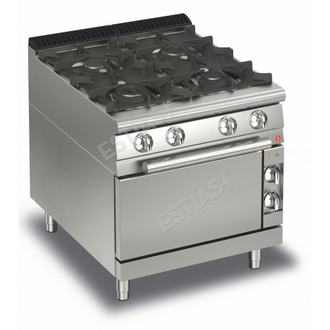 Επαγγελματική κουζίνα αερίου με 4 εστίες και ηλεκτρικό φούρνο Baron Q70PCF/GE8008